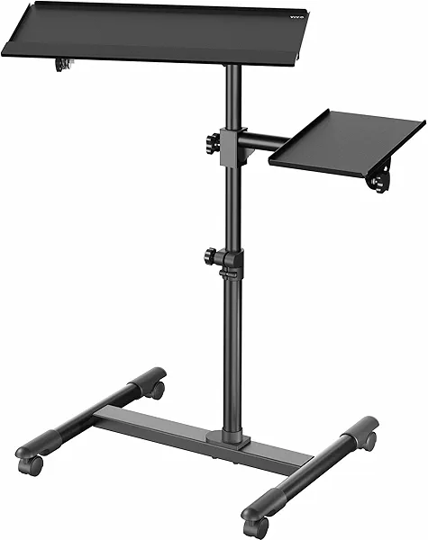 VIVO Freestanding Mobile Keyboard Tray and Mouse Pad Cart, Ergonomic Typing Platform with Tilting Design and Height Adjustment, Black, CART-KB1A