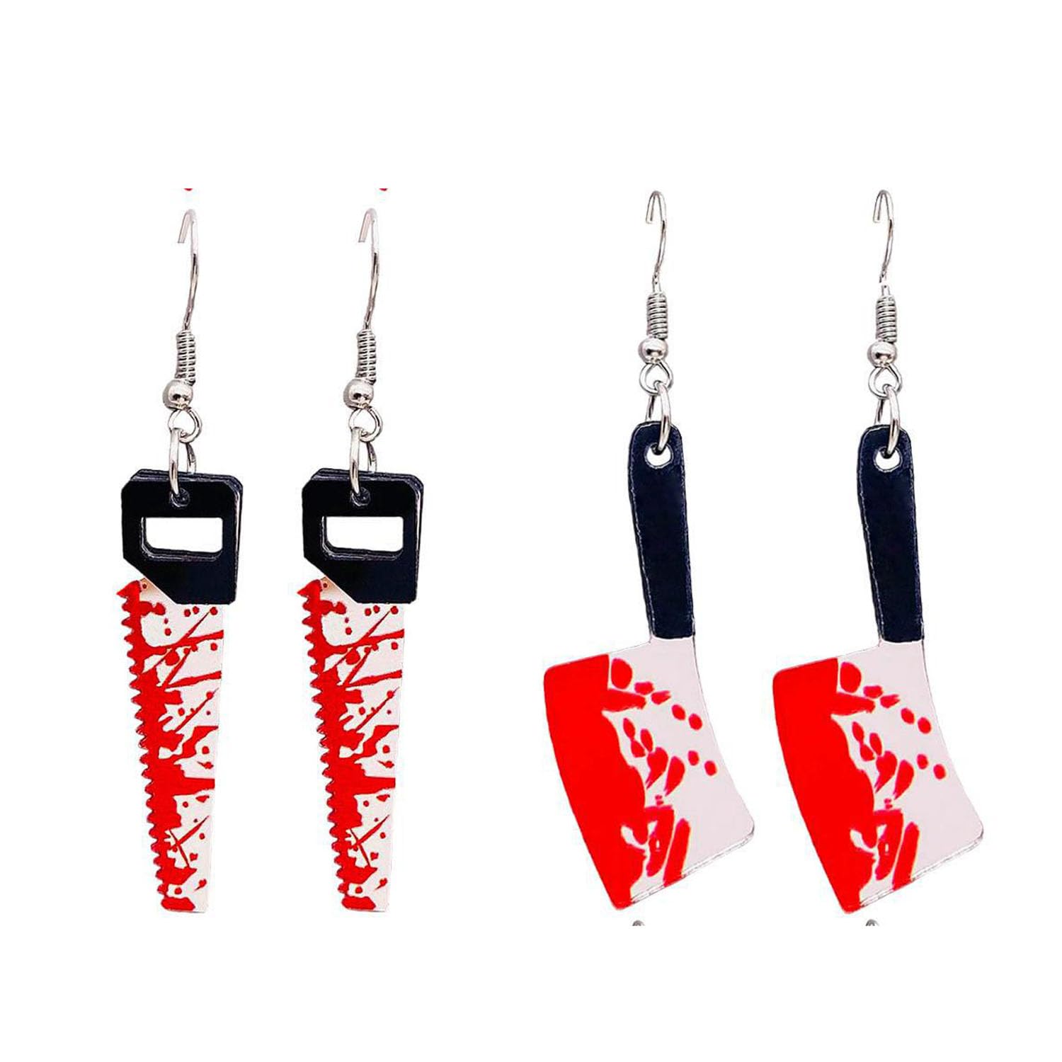 Seakuur Pendientes de gota con cuchillo sangriento rojo punk, vintage, estilo gótico, tijeras de metal, hacha, aretes colgantes de Halloween, creativos, divertidos, cuchillo de sangre para mujer Seakuur Pendientes de gota con cuchillo sangriento rojo punk, vintage, estilo gótico, tijeras de metal, hacha, aretes colgantes de Halloween, creativos, divertidos, cuchillo de sangre para mujer