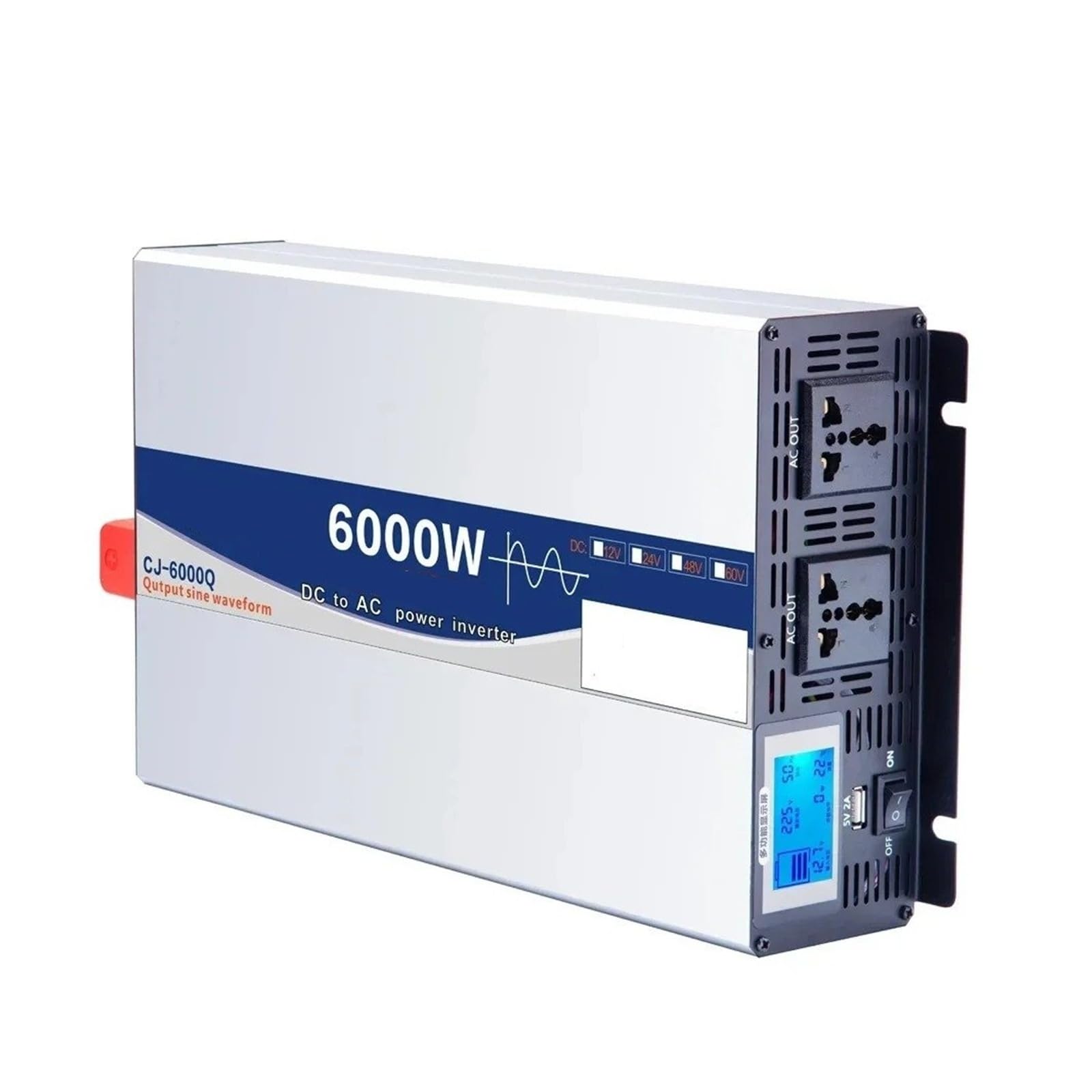 Inversor Corriente Coche 12V 24V 48V 60V AC110V220V 6000W 8000W 12000W Inversor Onda Sinusoidal para Pura Fuente Alimentación Cargador Solar Coche Hogar RV(6000W,220V 60HZ,48V)