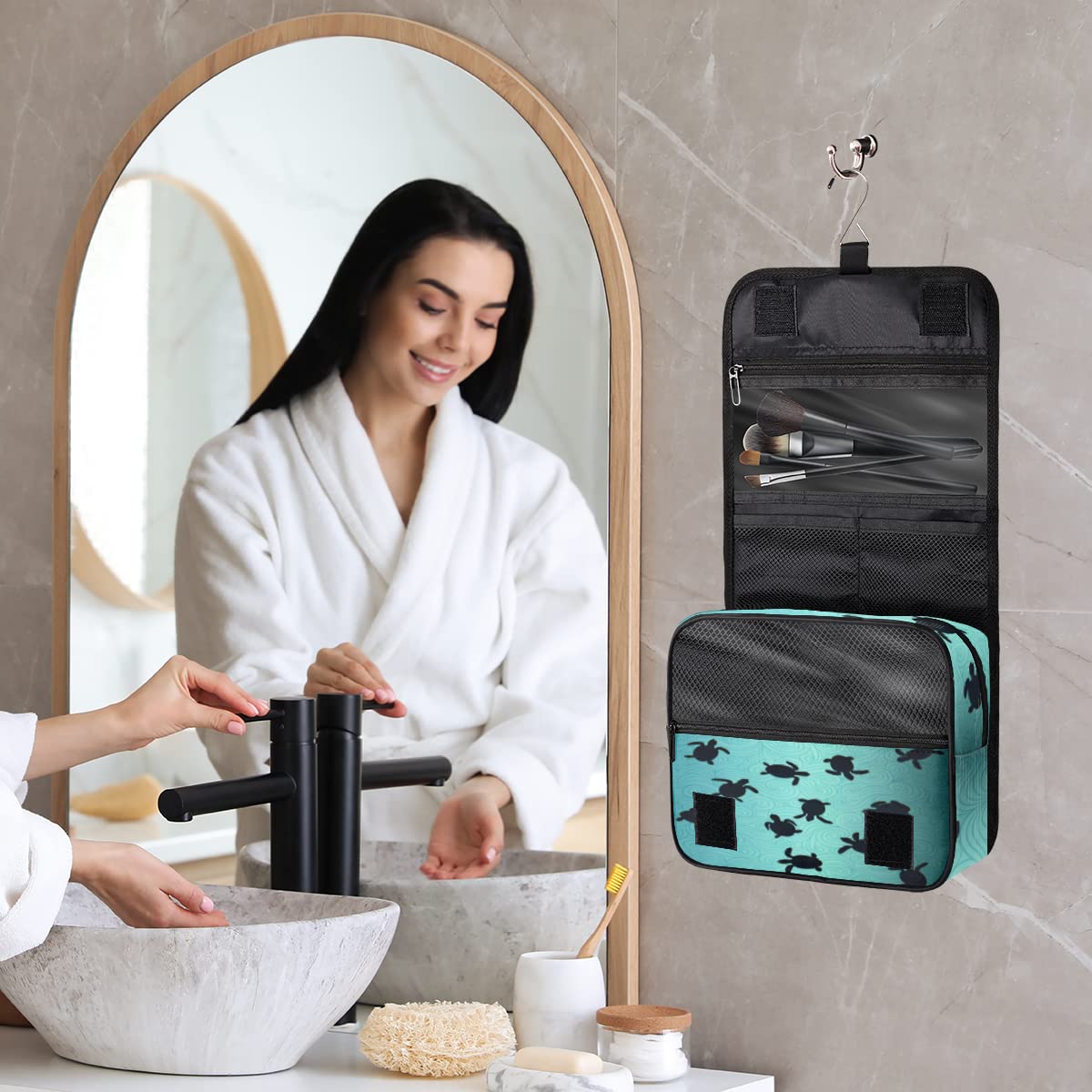 Żółw morski podróżna kosmetyczka uroczy żółw torba do mycia torba unisex wiszące przybory toaletowe organizer na kosmetyki, wielobarwny, Jeden rozmiar