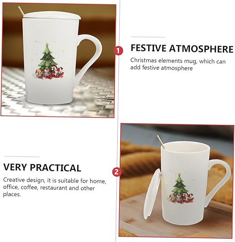 Miniatura 3 de BESTOYARD 3 juegos de taza de Navidad taza de té de cerámica taza de café de Navidad con tapa tazas de capuchino decorativas tazas de café con leche