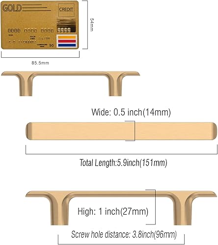 Miniatura 6 de Amerdeco Paquete de 10 tiradores de bronce champán para gabinetes, 3.75 pulgadas (3.780 in) con agujeros centrales, manijas de gabinetes de cocina,