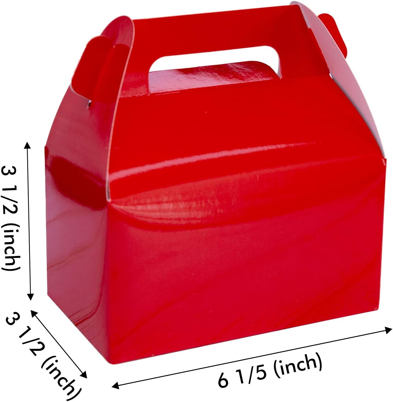 ONE MORE 25-Pack Gable Red Candy Treat Boxes,Small Goodie Gift Boxes for Wedding and Birthday Party Favors Christmas Box 6.2 x 3.5 x 3.5 inch
