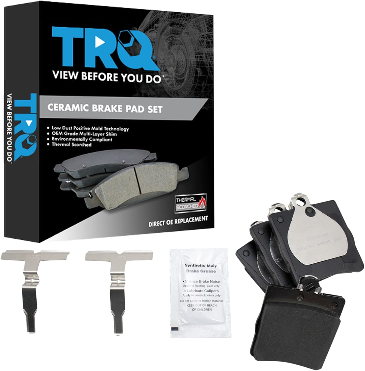 TRQ Rear Posi Ceramic Brake Pad Kit Set for Mercedes Benz C230 / C240 / C280 / C320 / C350 / CLK320 / CLK350 / CLK430 / Crossfire / E320 / E420 / E430 / SLK230 / SLK280 / SLK300 / SLK320 / SLK350