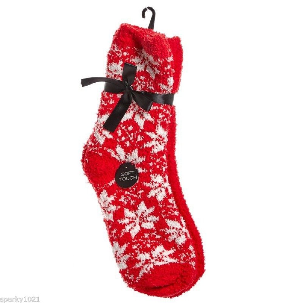 Cozy Collection Snowfall 2 Pair Pack Women's One Size Plush Socks Red