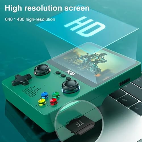 Miniatura 6 de X6 Pantalla de consola de juegos portátil IPS de 3.5 pulgadas con doble joystick 11 simuladores GBA Video 10000+ juegos clásicos de regalo (negro,