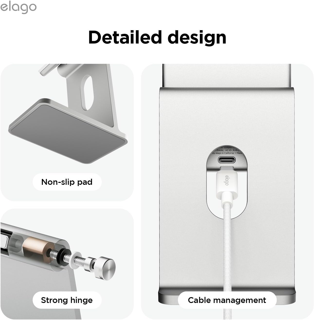elago Qi2 Wireless Charging Stand for MagSafe Devices, Qi2 Certified 15W Ultra-Fast, Strong Magnet, Adjustable Tilt, Non-Slip Design for iPhone (White)