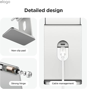 elago Qi2 Wireless Charging Stand for MagSafe Devices, Qi2 Certified 15W Ultra-Fast, Strong Magnet, Adjustable Tilt, Non-Slip Design for iPhone (White)