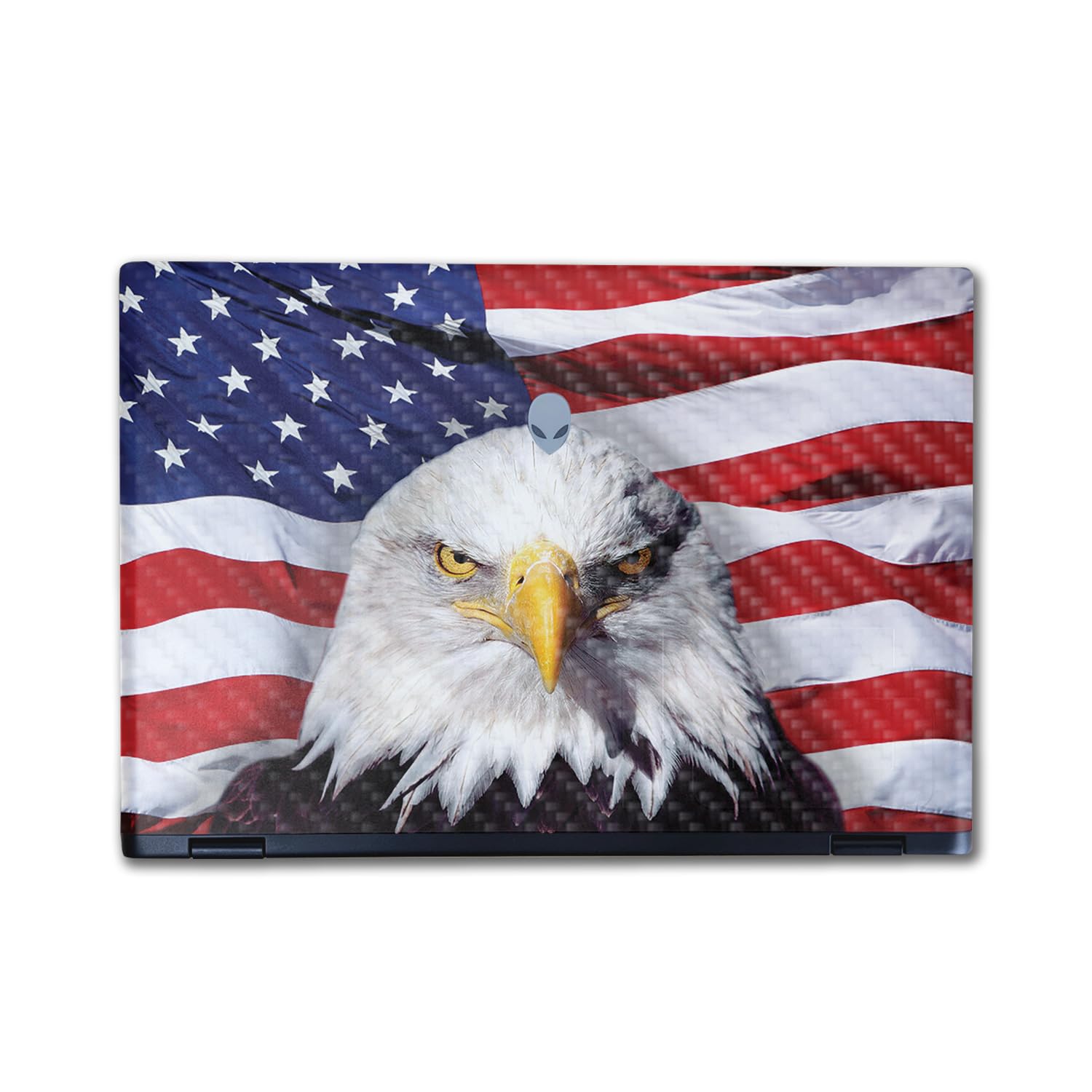 Carbon Fiber Laptop Skin Compatible with Alienware M16 R2 (2024) - America Strong - Premium 3M Vinyl Protective Wrap Decal Cover - Easy to Apply | Crafted in The USA by MightySkins