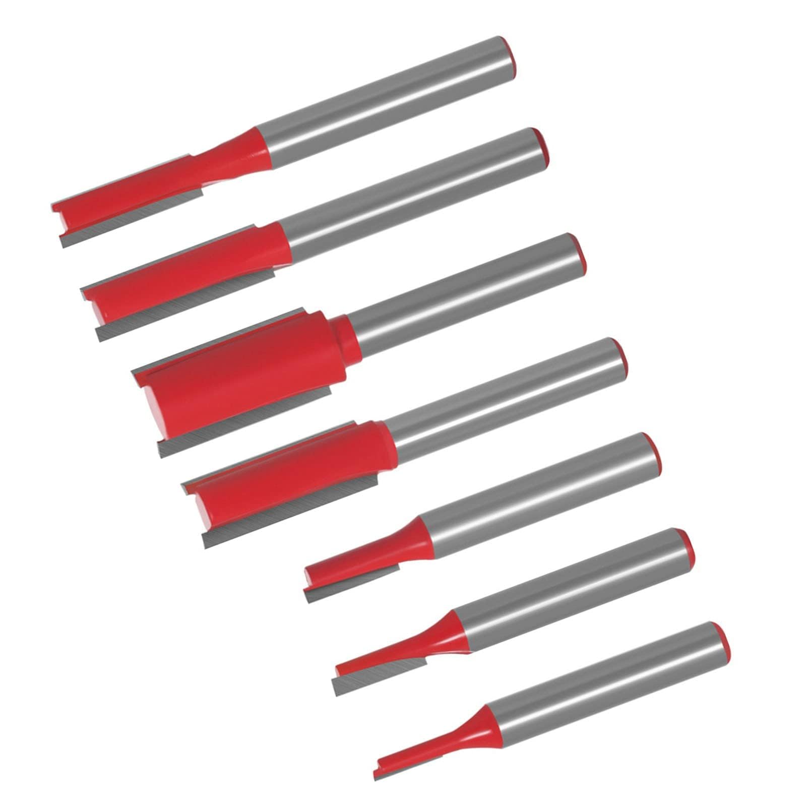 7 Pezzi Punte per Fresatura a Filo Punte per Fresatura a Doppio Flauto Punte per Fresatura Diritta con Gambo da 6mm per Scanalatura della Lavorazione del Legno