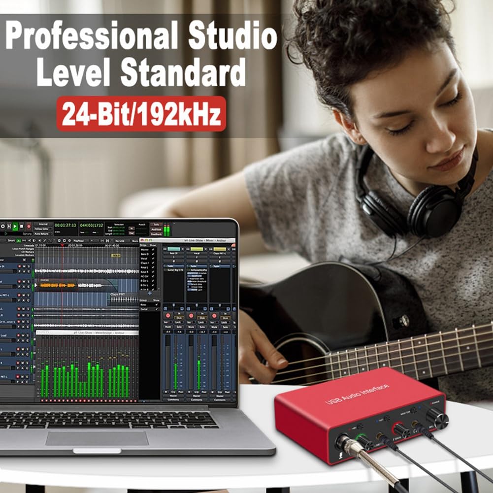 CONFUSE Interfaccia Audio USB 192KHz Scheda Audio Interfaccia XLR Studio per Apparecchiature di Registrazione Podcast Professionale