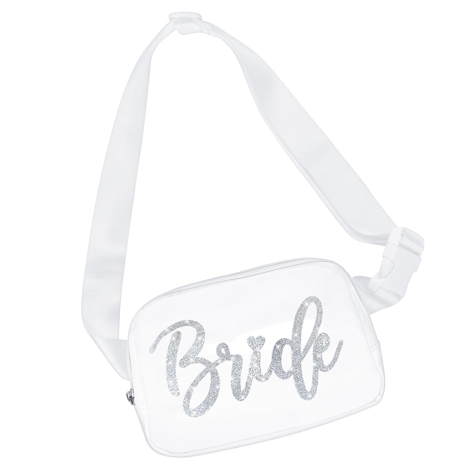 Lamyba Bachelorette Gifts: Bride Fanny Pack, Bride to be Gift, Bachelorette Party Favors for Bridal Shower Wedding Day, Silver Belt Bag with Adjustable Strap, Crossbody Bag, Purse