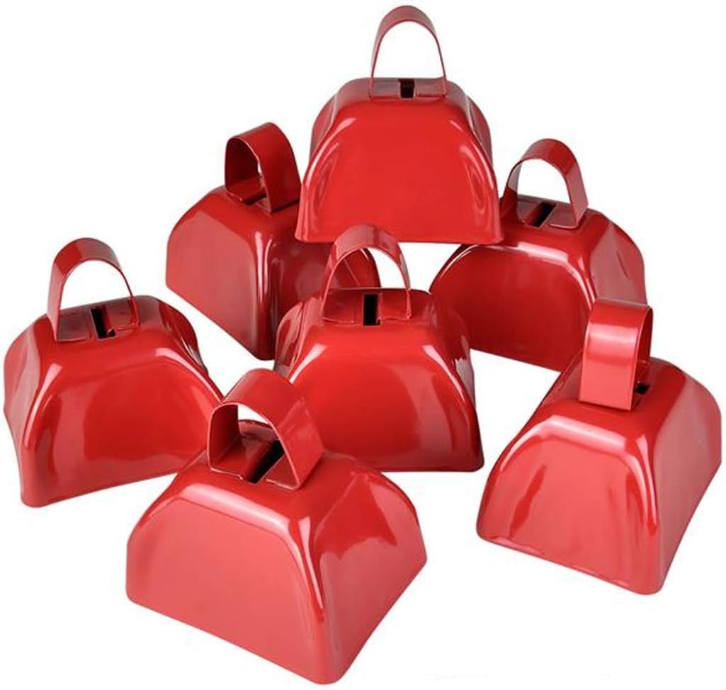 Rhode Island Novelty 3 inch Red Metal Cow Bells, Three Dozen per Order