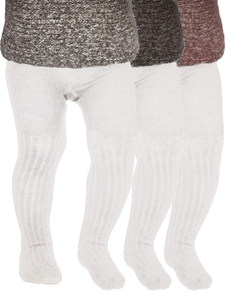 Tiny One Strumpfhose Baby-Mädchen 50/56 Kinder | Allergenfrei, Hergestellt aus Weichster Bio Baumwolle | Set 3x Elastische Babystrumpfhosen mit Rutschfest Bund | Langlebige & Bequem Tights, Weiß