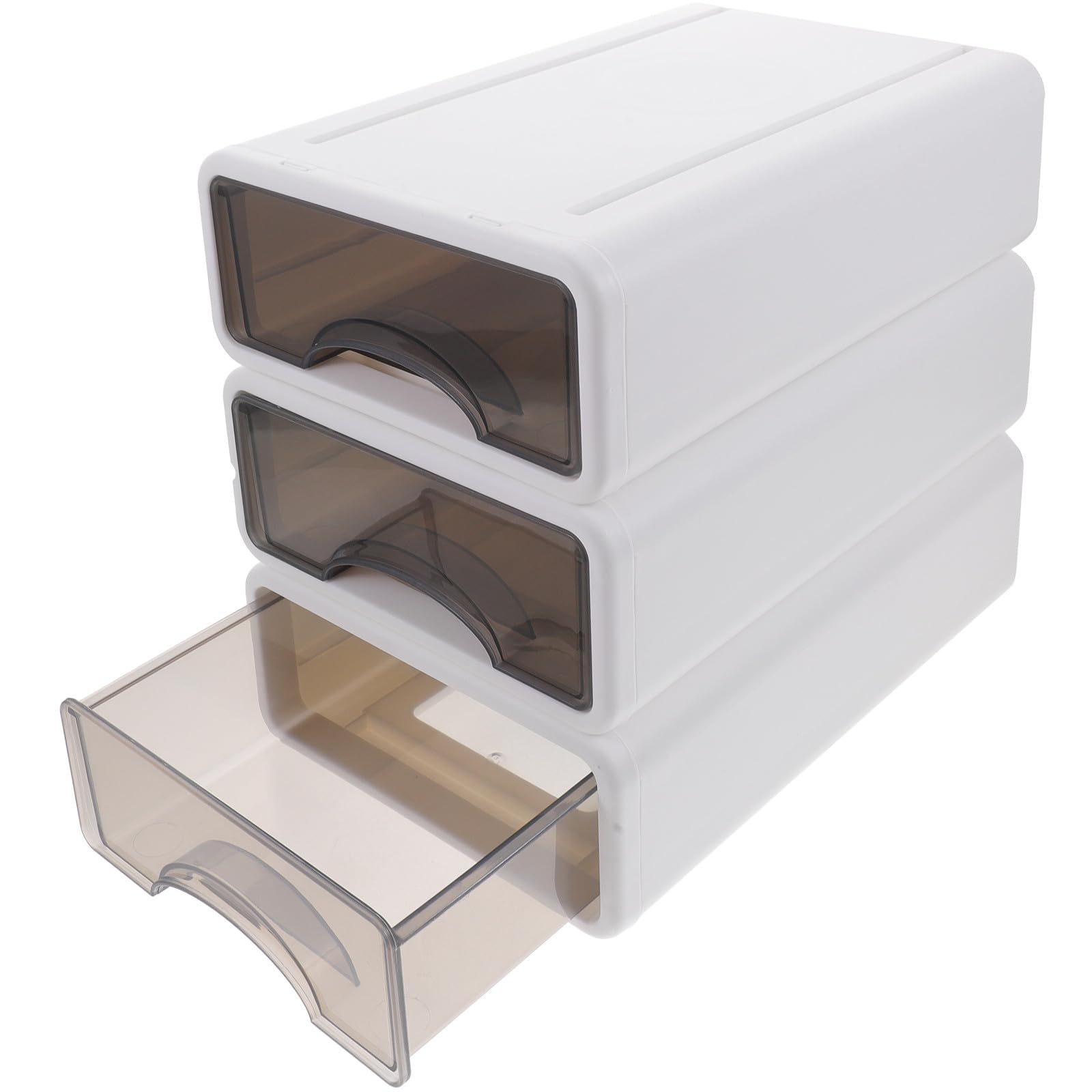 Scatola organizer impilabile a 3 ripiani in plastica per cancelleria e cosmetici, soluzione salvaspazio per scrivania e ufficio, materiale PP resistente, ideale per casa e ufficio