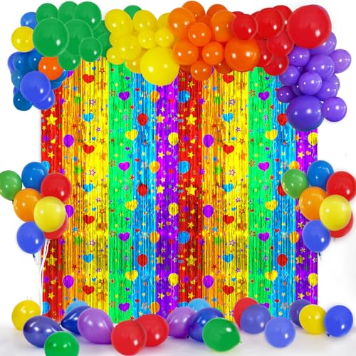Avezano Metallic Tinsel Foil Fringe Balloons Arch Garland Kit Backdrop Birthday Party Decorations...