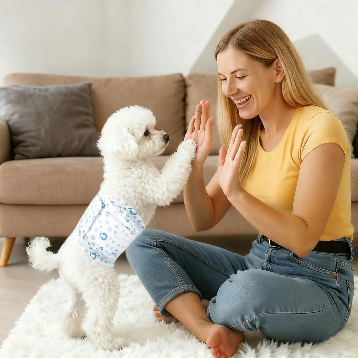 90 Count Dog Diapers Male, Disposable Small Male Dog Wraps Super Absorbent Puppy Doggie Diapers for Heat Excitable Urination Incontinence Waist 11-16.5 inch Small Dog - Blue