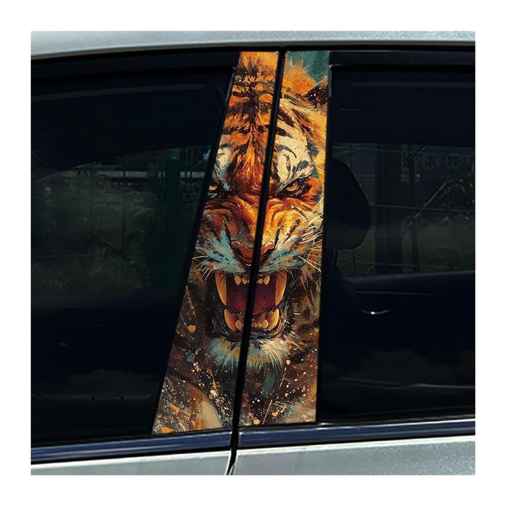 Body Parts 2PCS Car B-Pillar Cover Scratches Waterproof Decals Animal Lion Leopard Tiger Car Stickers DIY(G)