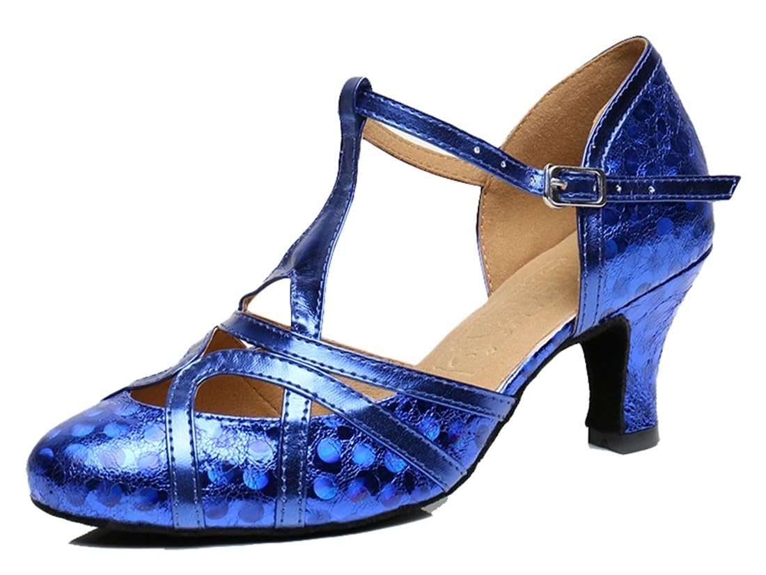 MGM-Joymod T-Starp - Zapatos de baile latino sintéticos con purpurina para mujer, para bodas, bailes de baile latino — view 34
