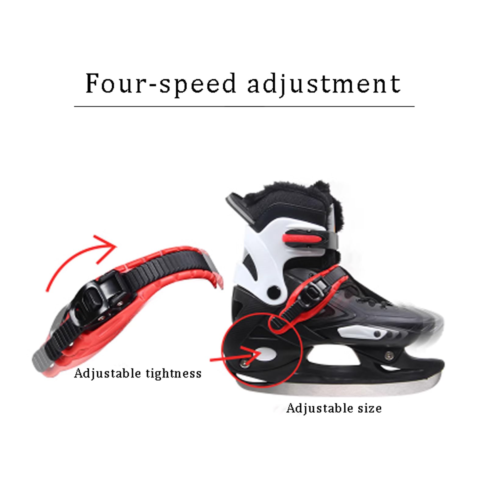 Patins à glace pour hommes et femmes débutants professionnels chauds taille réglable patins de patinage patins à billes patins de patinage de vitesse système de laçage rapide et boucle push-lock