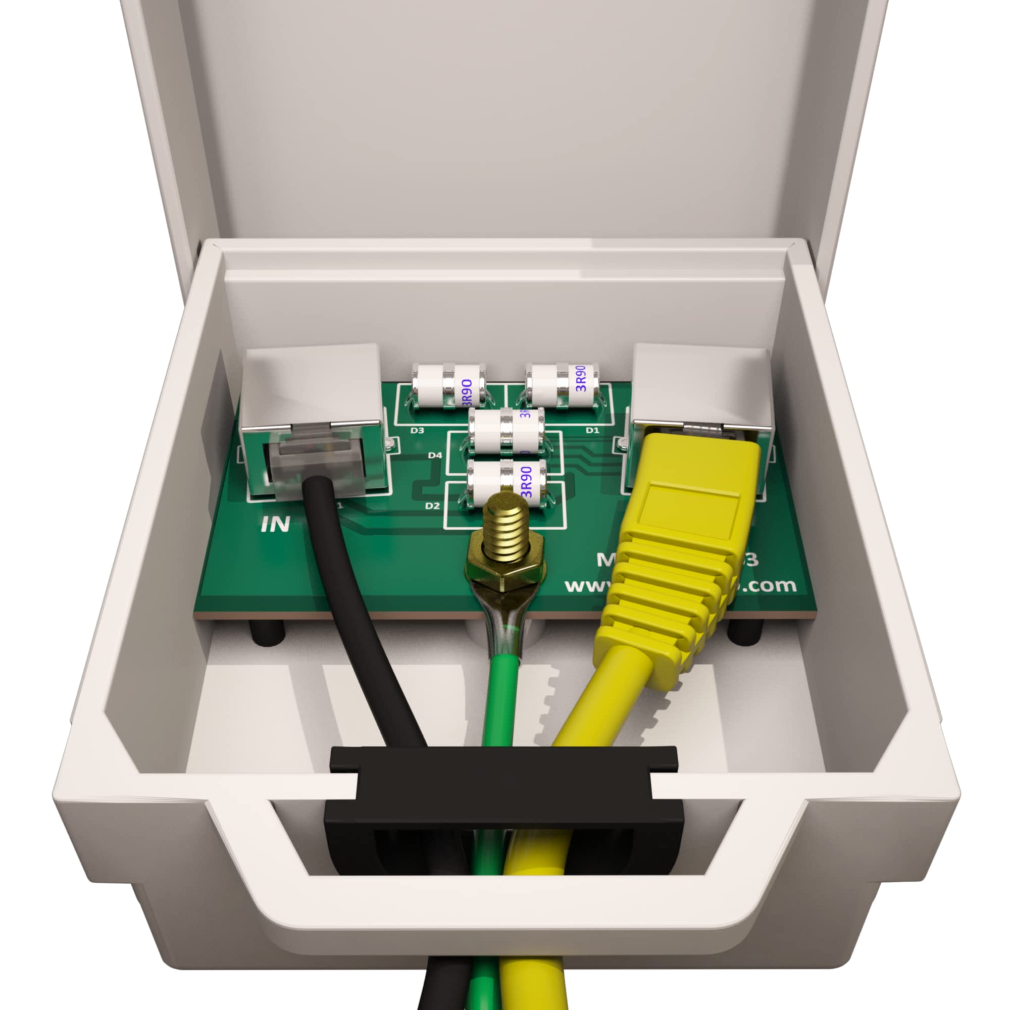 TP303 Lot de 10 parasurtenseurs Ethernet d'extérieur PoE+ Gigabit – Tube de décharge de gaz GDT – Support mural – Suppresseur de foudre RJ45 – Réseau LAN CAT5/CAT6 Thunder Arrestor – GbE 1000
