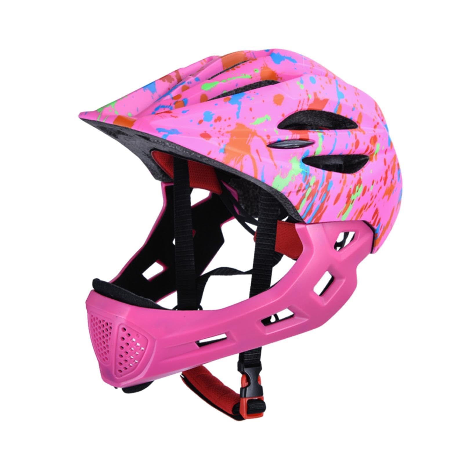 Casque de vélo, Casque Intégral Multi-Sports pour Enfant, avec Éclairage LED, pour Vélo, Trottinette, Skate et Roller, Taille Réglable 46-53 cm, Design Graffiti et Confort Respirant