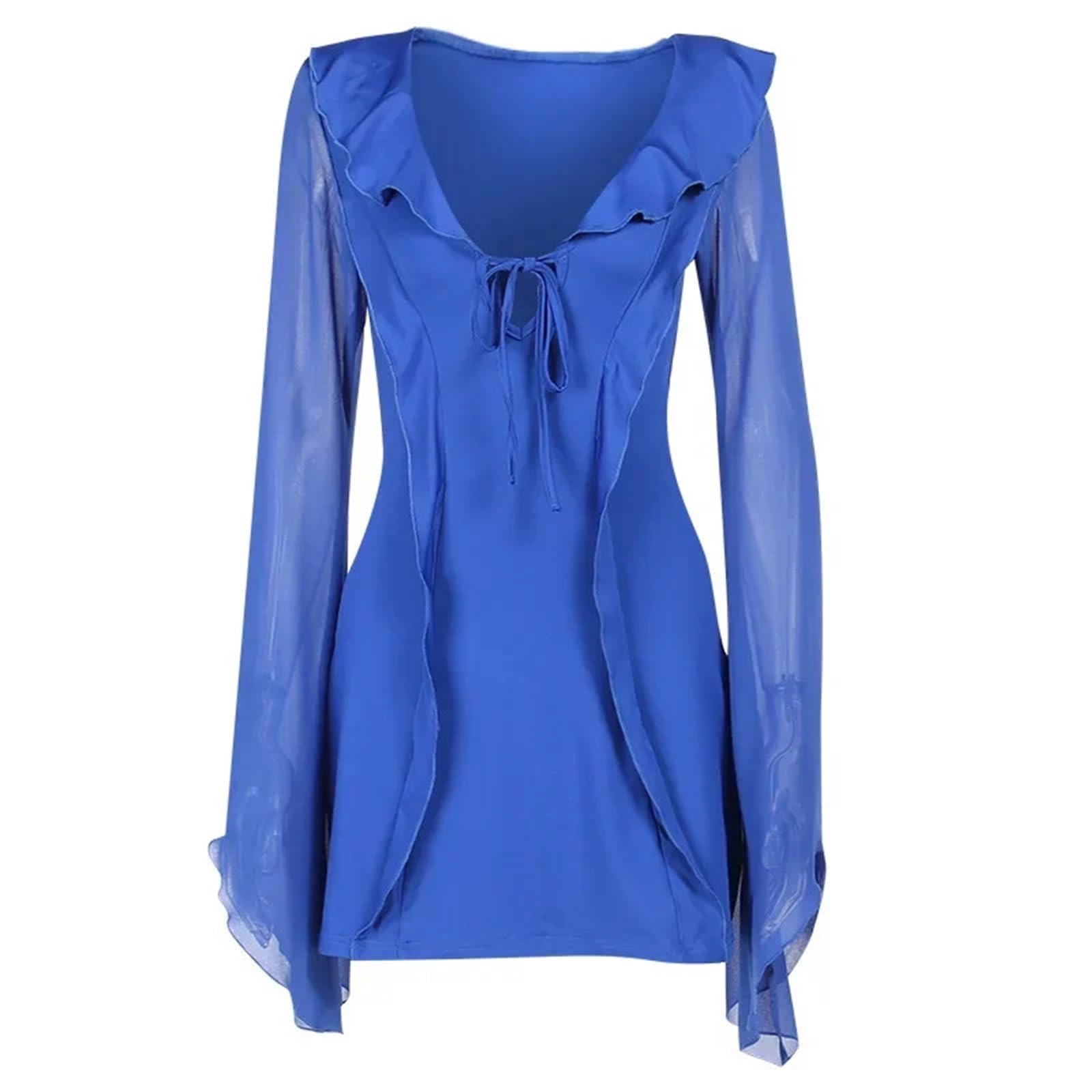 Vestito da Spiaggia Estivo in Rete a Maniche Lunghe, Vestito con Fasciatura, Scollo a V, Abiti Aderenti Sexy for Feste in Spiaggia, Abito da Sera per La Spiaggia, La Piscina(Black,S)