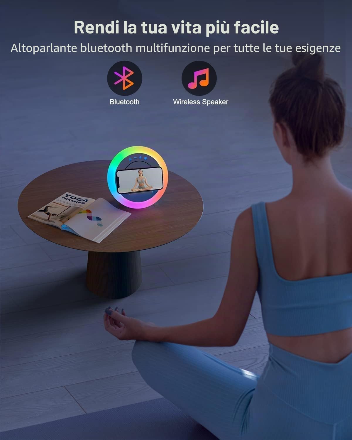 elzle Lampada Notturna a Cambio Colore RGB Lampada da Letto LED Regolabile