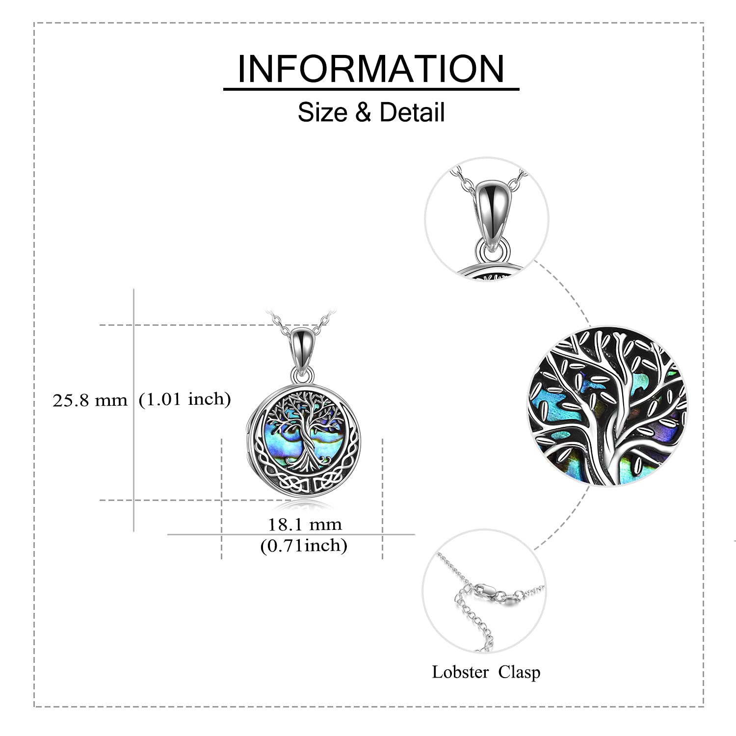 YAFEINI Collana con medaglione con albero della vita, S925, in argento Sterling con foto e albero della vita, medaglione, ciondolo per donna e fidanzata, Argento sterling