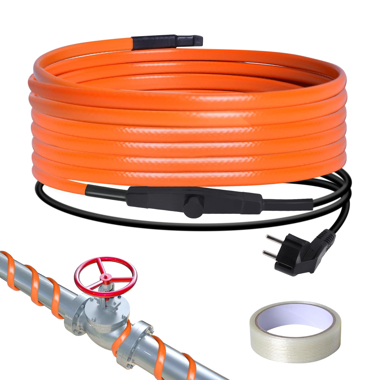 Câble chauffant antigel 8 m - Câble chauffant - Chauffage de gouttière - 230 V - Câble chauffant autorégulateur 25 W/m - Étanche IP65 - Pour protéger les tuyaux d'eau, les plantes, les gouttières