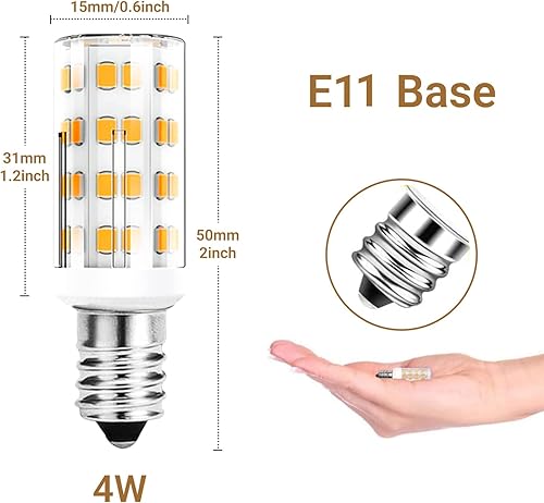 Miniatura 3 de SSQY Bombilla LED E11 de 4 W regulable, reemplazo de bombilla halógena E11 de 30 W o 40 W, blanco cálido 3000 K, base de mini candelabro E11,