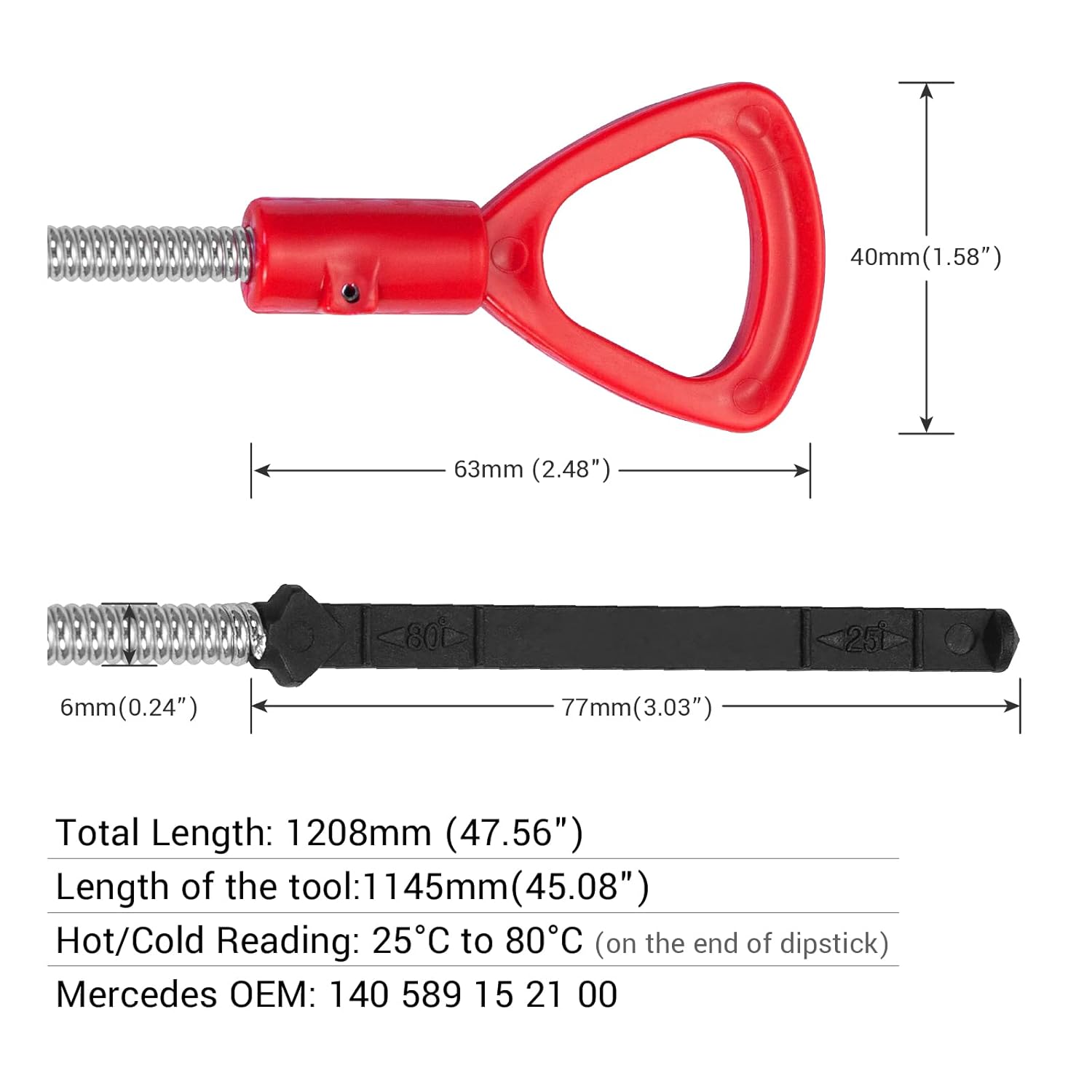 Dimensions of EWK 722.6 Transmission Fluid Dipstick Tool