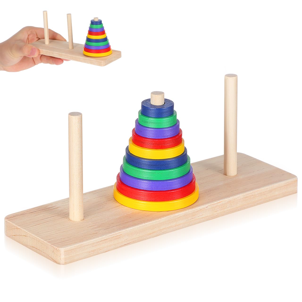 Gadpiparty Cerebro De Madera De Hanoi - Rompecabezas Mentales para Adultos Lu Ban Puzzle Pelota Desbloquear - Juego De Mesa Clásico De Madera