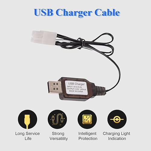 Miniatura 6 de Fielect 2 unids 9.6V USB cargador cable KET-2P 250MA salida Ni-Cd Ni-Mh batería paquete para excavadora RC coches