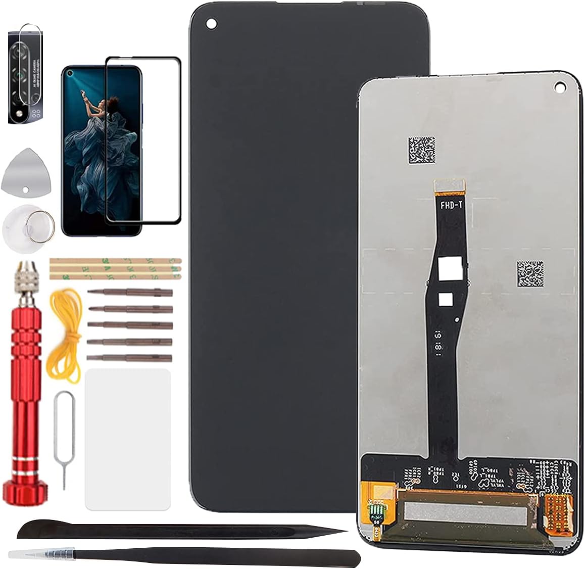 YHX-US LCD Display for Huawei Nova 5T Honor 20 Pro Screen Replacement Kit for Honor 20 Honor 20s 2019 YAL-L21 Touch Screen Display Digitizer Assembly with Repair Tools + 1 Screen Protector (Black)