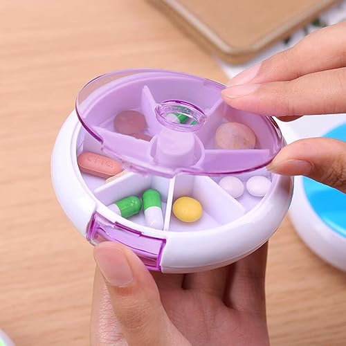 Miniatura 6 de Pastilleros semanal INVODA Organizador de píldoras 7 días 3 veces dispensador de píldoras medicamentosas botón rotar planificador de píldoras con 7