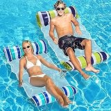 Chaohua Aufblasbare Hängematte, 2 Stück Wasser Hängematte Schwimmbett mit Luftpumpe, 4-in-1 Loungesessel Pool Lounge luftmatratze Pool aufblasbare hängematte für Erwachsene und Kinder