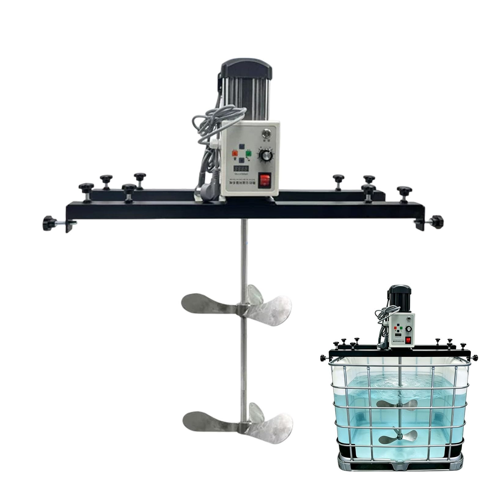 YNBSHGAA 2100W IBC Electric Paint Mixer, IBC Tote Mixer Electric Tank Agitator, 750-1200mm Adjustable Drum Bucket Paint Mixer for Paint Ink Dissolver, 1 Ton/1000L, Speed Adjustmen,B