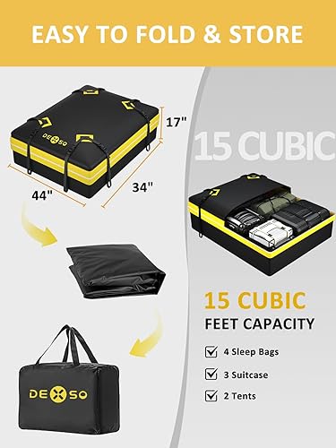 Miniatura 8 de Canastilla universal para techo de 46" × 36", portaequipaje con capacidad de 200 libras e incluye una bolsa impermeable de 15 pies de 44" × 34" ×
