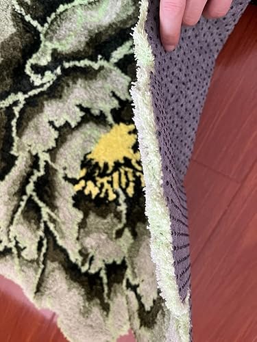 Miniatura 7 de Judy Dre am Alfombras en forma de flor de peonía verde para dormitorio, cocina, baño, alfombra de baño redonda antideslizante floral, alfombra
