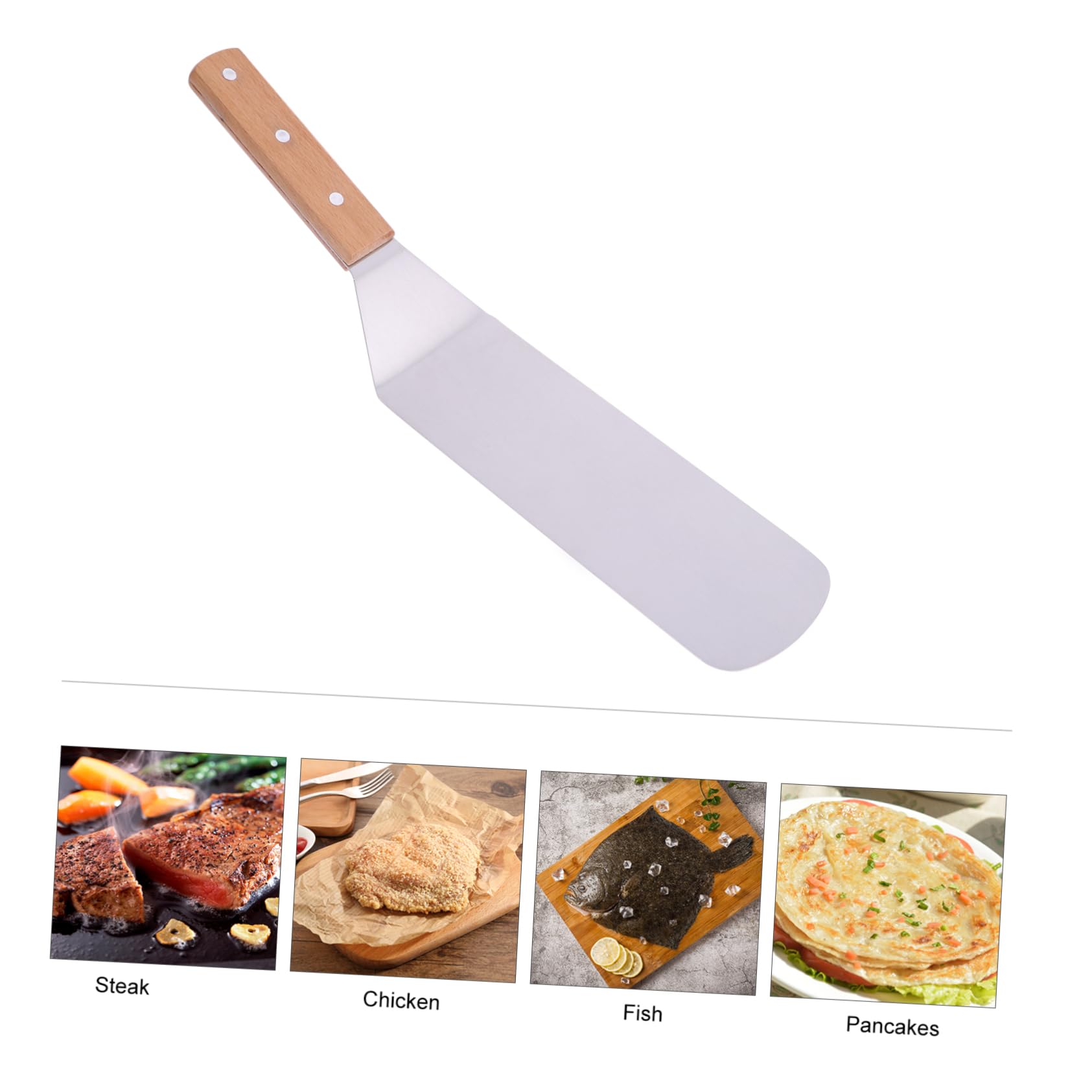 Set de 5 Spatules en Acier Inoxydable à Manche Bois Cuisine