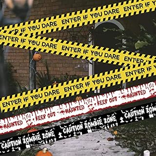 Halloween Caution Tapes, Do Not Enter Tape, Halloween Hazard Warning Barrier Zombie Caution Tape, Halloween Outdoor Caution Fright Props Tape for Party Decorations (Halloween Caution Tape)