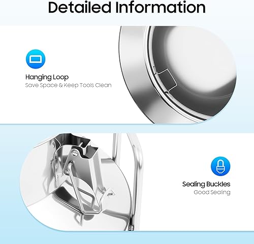 Miniatura 4 de Lata de leche de 13.25 galones50 L, jarra de leche de acero inoxidable 304 con mango grueso y tapa sellada, cubo de vino resistente, recipientes de