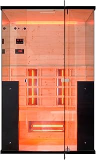 Infrarotkabine Infrarotsauna GRENA für 2 Personen, 5 Vollspektrumstrahler, LED Beleuchtung (7 Farben), MP3 Player inkl. Bluetooth, 2 Lautsprecher, Abmessung: 125x100x190 cm