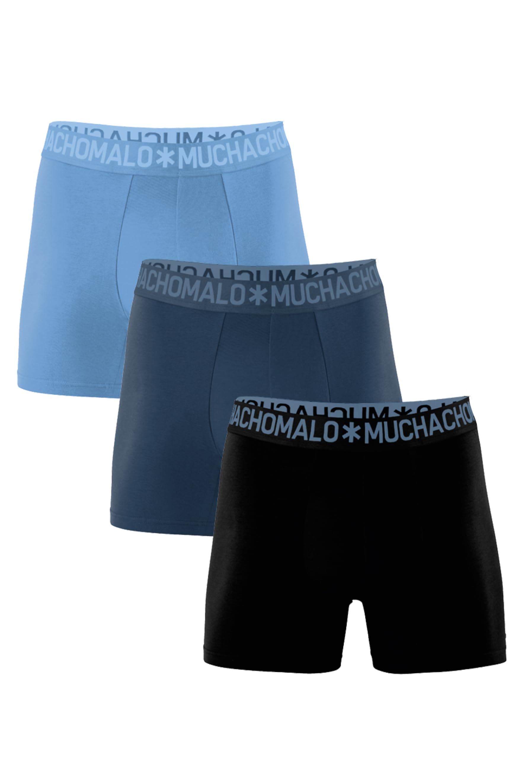 Muchachomalo Uomo Boxer 3-Pack, Tinta Unita, bambù, Fascia Elastica