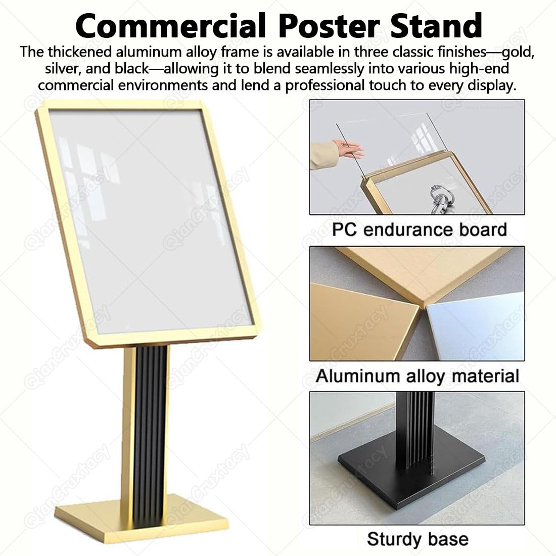Soporte para Carteles de Pie Gold-60 * 80 | con Sistema de Apertura Superior y Marco Abatible,para Restaurantes, Boutiques,Ferias de Muestras y Centros de Convenciones