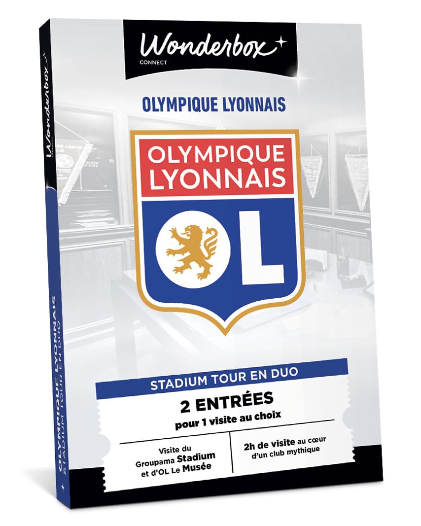 Wonderbox Connect - Coffret Cadeau - Olympique Lyonnais Duo - 2 entrées pour 1 Stadium tour - Visite du Groupama Stadium et d'OL Le Musée - Validité 27 mois