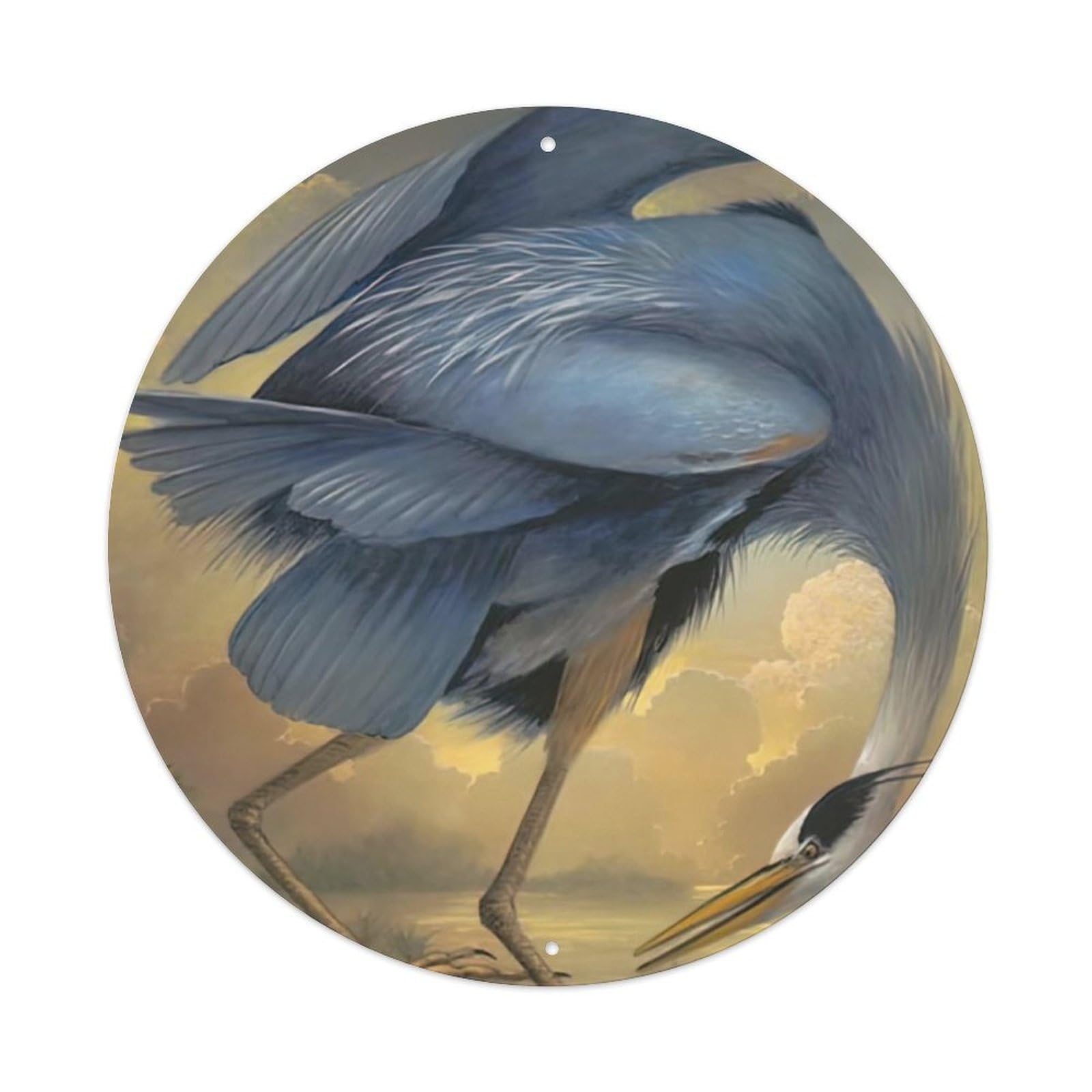 Animal Artwork Heron And Turtle Vintage Metal Tin Sign Plaque Wall Decor for Cafe, Club Bar, Office, Garden Metal Poster 8x8Inch