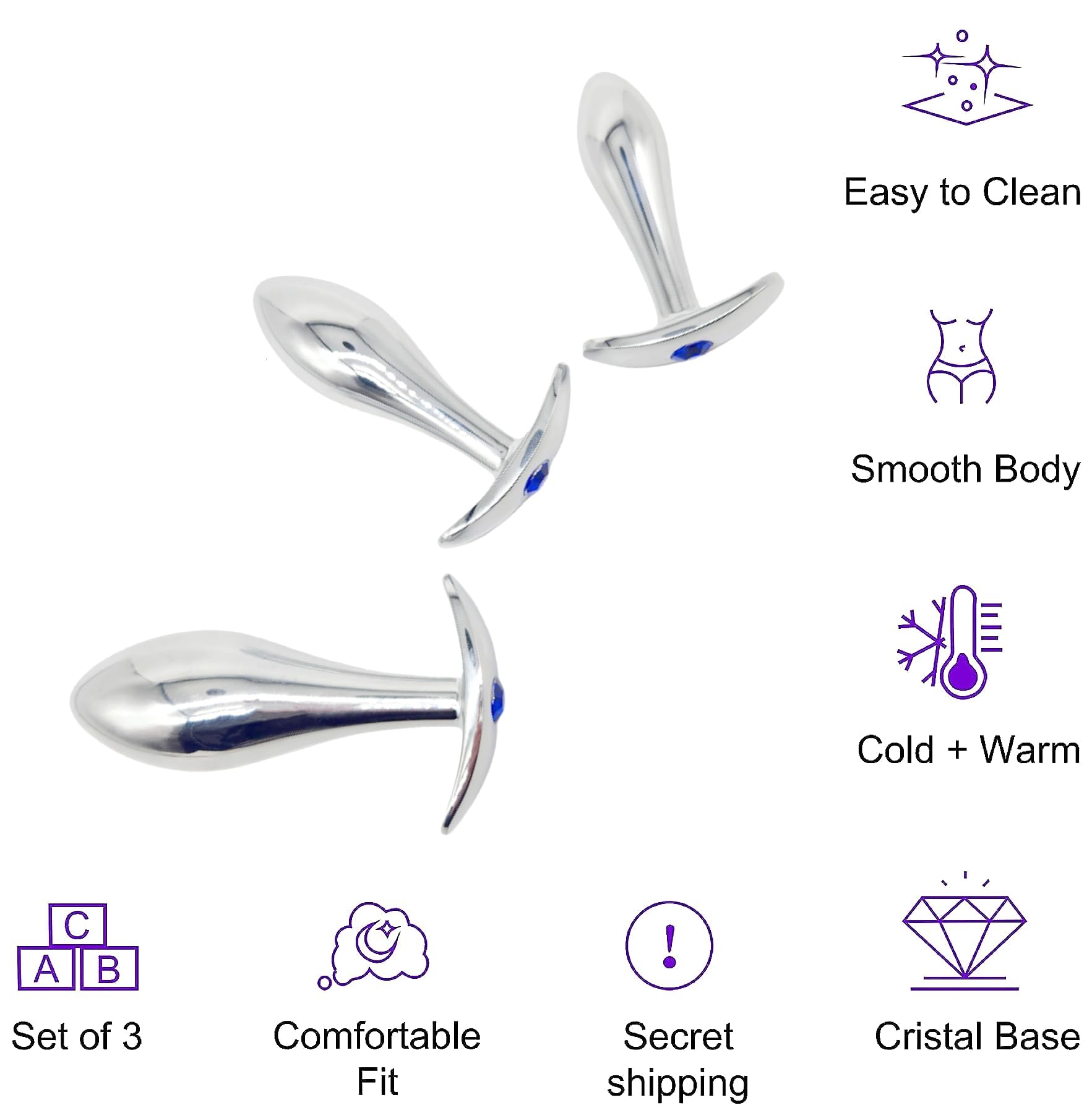 Plug Anale Metallo Jeweled Butt Plug Acciaio Inox, Plug Anali Dildo Masturbazione Sex Toys Massaggio Prostata Plug Dilatatore Anale per Donne e Uomini