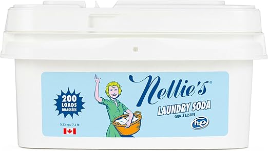 Nellie's Laundry Soda - Concentrated Laundry Detergent Powder - 200 Loads - Gentle on Skin and Environment - Fragrance-Free - (Made in Canada)